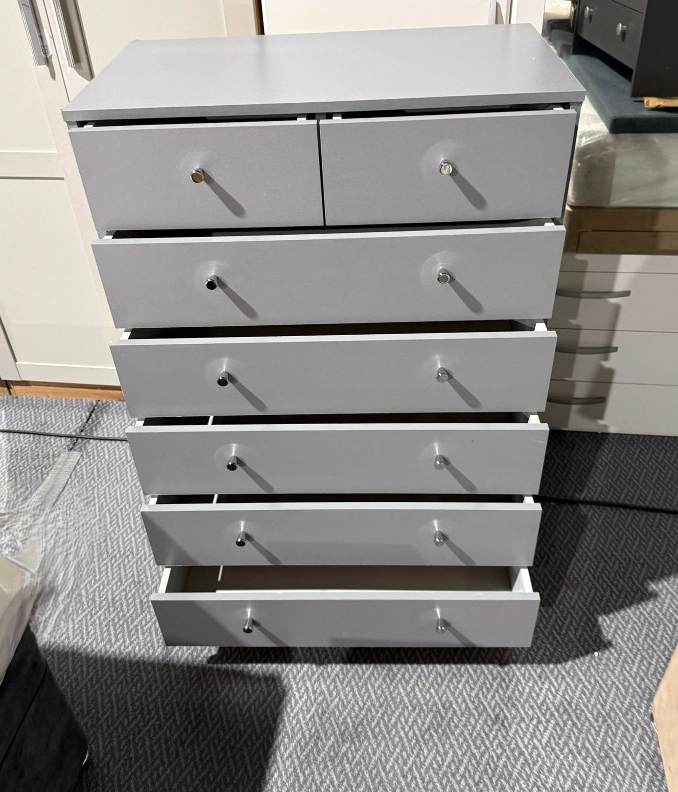 Assembled Malibu 7 Drawer Chest - Grey